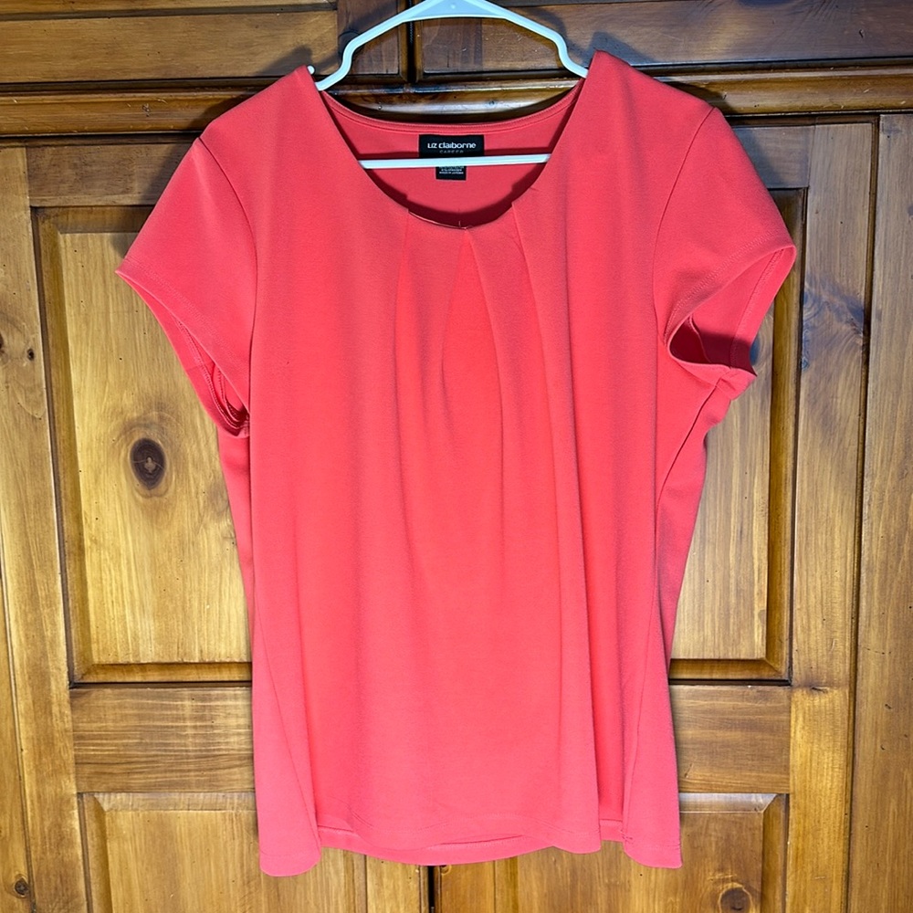 Liz Claiborne Coral Short Sleeve Business Fancy Blouse